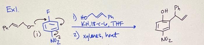Exl.
) Ho A Ph
KH,18-c-6, THF,
2)
OH Ph
(i)
Xylanes,
heat
ZON
NO2
