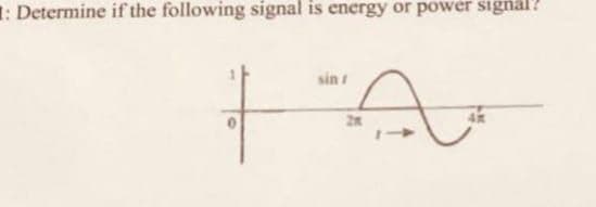 : Determine if the following signal is energy or power signal?
sin
FA
