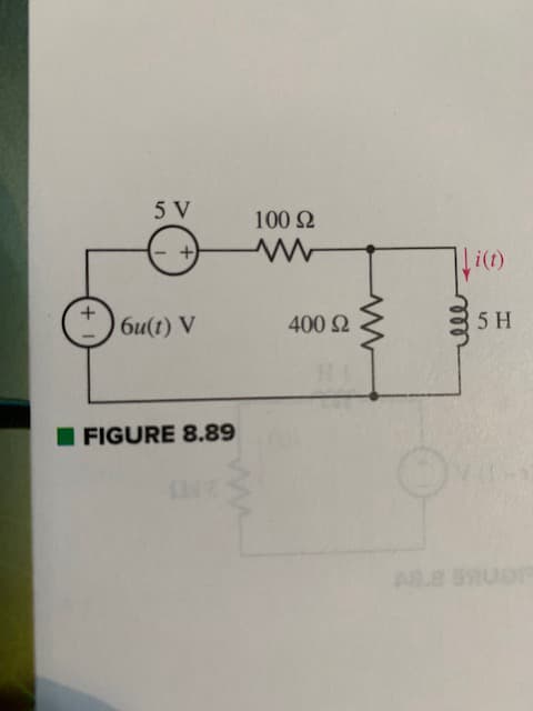 5V
+
+
Λ (1)n9|
| FIGURE 8.89
100 Ω
W
400 Ω
قوق
i(t)
HS