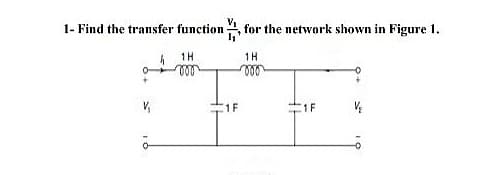 1- Find the transfer function, for the network shown in Figure 1.
1H
1H
1F
1F
