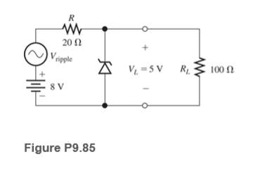 20 N
Vripple
A V, =5 V
RL
100 N
Figure P9.85
