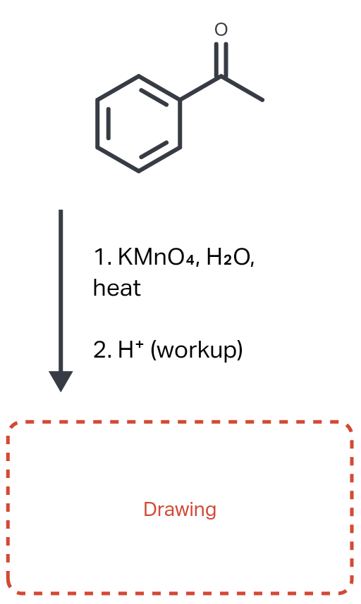 1. KMNO4, H2O,
heat
2. H* (workup)
Drawing
