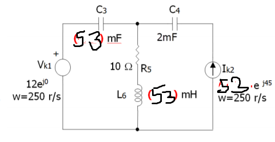 C3
С4
53 mF
2mF
Vk1
10 2R5
)Ik2
12ejo
w=250 r/s|
L6 53 mH
e j45
w=250 r/s
ll
