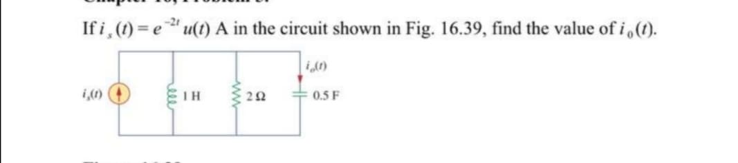 If i, (1) = e " u(t) A in the circuit shown in Fig. 16.39, find the value of i,().
i,(1)
0.5 F
