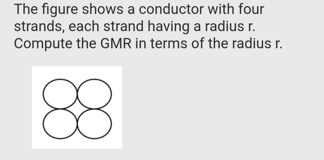 The figure shows a conductor with four
strands, each strand having a radius r.
Compute the GMR in terms of the radius r.
88
