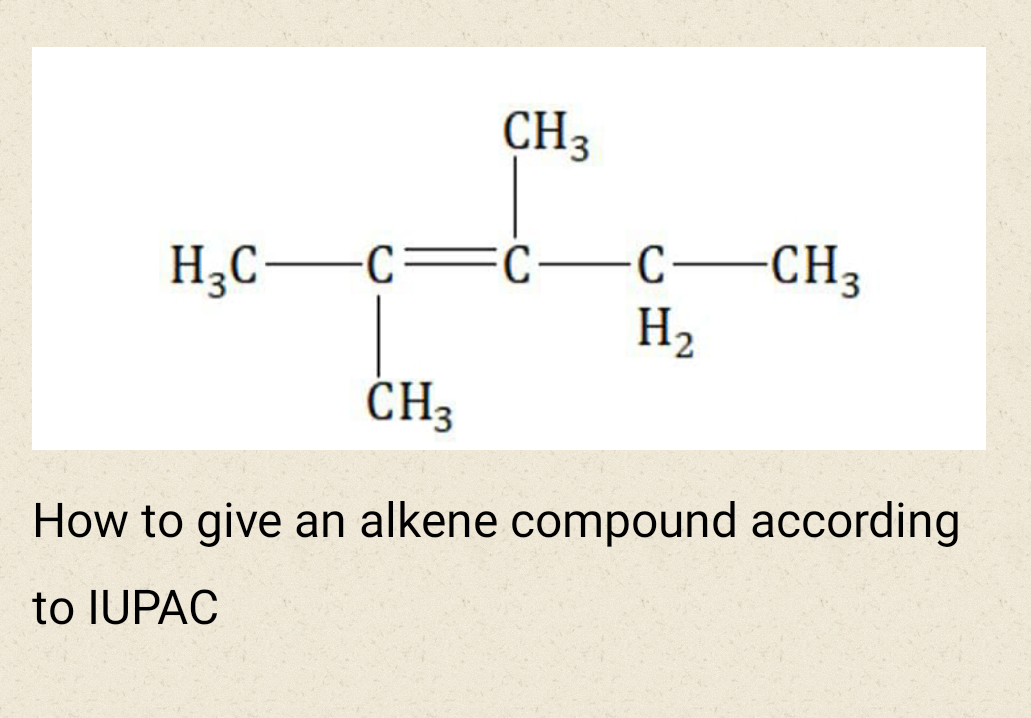 CH3
H,C-C=C-C-CH3
H2
ČH3
How to give an alkene compound according
to IUPAC
