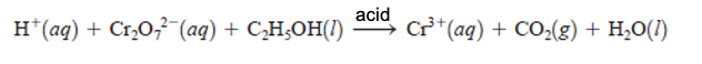 н (ад) + Crz0; (ag) + СHон()
acid
Сf" (ag) + Co:(s) + H.0()
