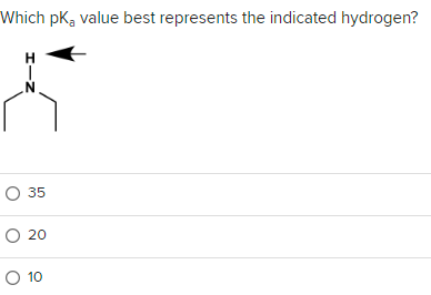 Which pk, value best represents the indicated hydrogen?
HIZ
O 35
O 20
O 10