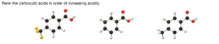 Ränk the carboxylic acids in order of increasing acidity.
