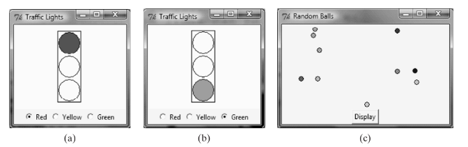 76 Traffic Lights
76 Traffic Lights
74 Random Balls
O Red C Yellow C Green
C Red C Yellow Green
Display
(a)
(b)
(c)
