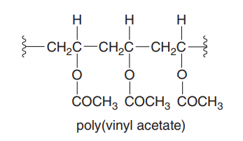 H
H
H
CH,C-CH,Ċ-CH,C
COCH3 COCH3 COCH3
poly(vinyl acetate)
