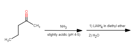 H₂C
CH₁₂
NH3
slightly acidic (pH 4-5)
1) LIAIH4 in diethyl ether
2) H₂O