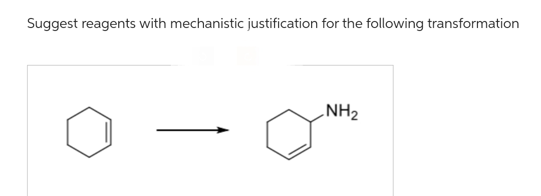 Suggest reagents with mechanistic justification for the following transformation
NH₂