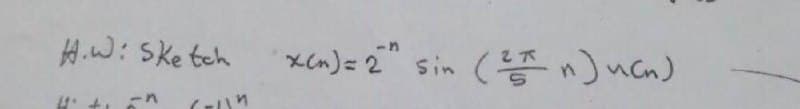 A.W:Ske tch
xcn)= 2" sin ( n) ucn)
(n) ucn)
