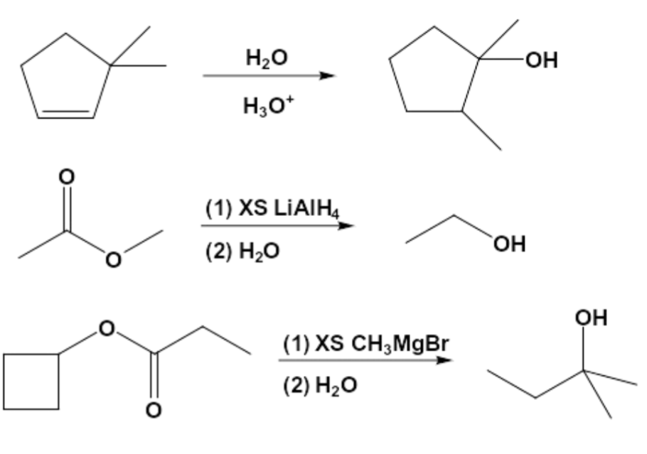 H20
-OH
H30*
(1) XS LIAIH4
(2) H2O
HO,
он
(1) XS CH;MgBr
(2) H20
