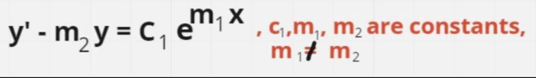 X
y' - m₂y = C₁ e¹₁x, c₁,m,, m² are constants,
1
m ₁ m₂