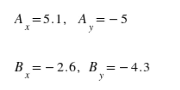 A=5.1, A₂-5
X
y
B = -2.6, B = 4.3
-
X
