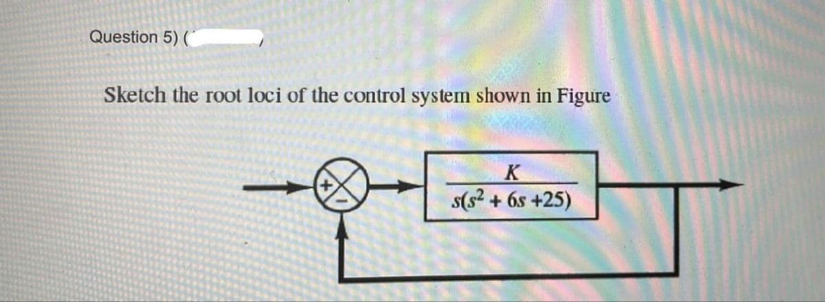 Question 5) (
Sketch the root loci of the control system shown in Figure
K
s(s² + 6s+25)