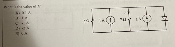 What is the value of I?
A) 0.1 A
B) 1 A
C) -1 A
D) -2 A
E) 0 A
292
1A (1
7922
IA(+