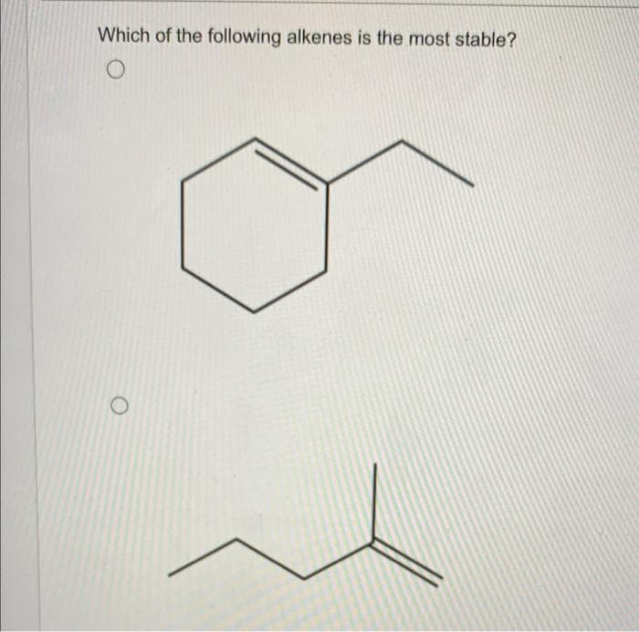 Which of the following alkenes is the most stable?
O