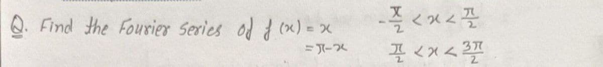 -즐 <x<플
꼴 <x<3프
Q. Find the Fourier Series od (x) = X
