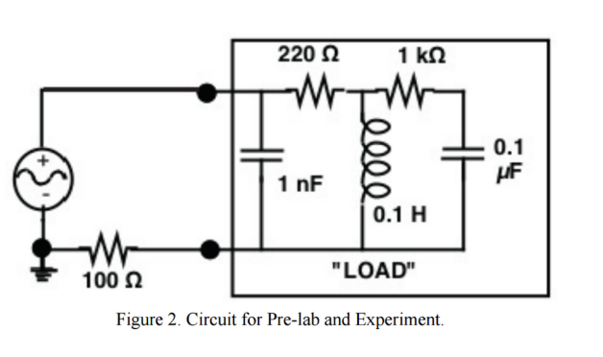 100 2
220 2
W
1 nF
1k2
0.1 H
"LOAD"
Figure 2. Circuit for Pre-lab and Experiment.
0.1
UF