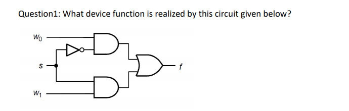 Question1: What device function is realized by this circuit given below?
D
D
Wo
S
W₁