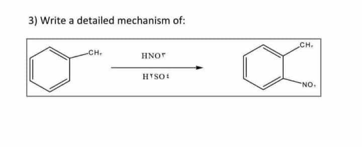3) Write a detailed mechanism of:
CH.
CH
HNOT
HYSO:
"NO.
