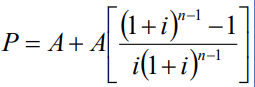 P = A + A
[(1 + i)¹-¹
i(1+i)¹−¹