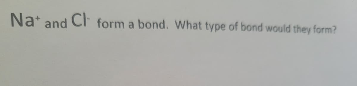 Na and Cl form a bond. What type of bond would they form?