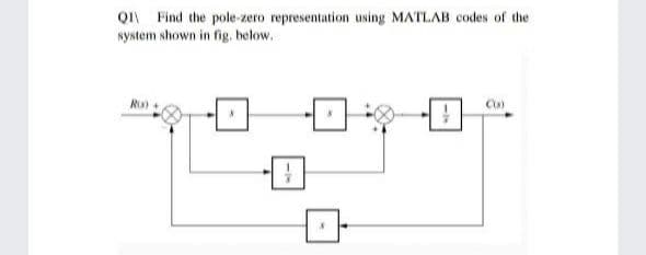 QI1 Find the pole-zero representation using MATLAB codes of the
system shown in fig. below.

