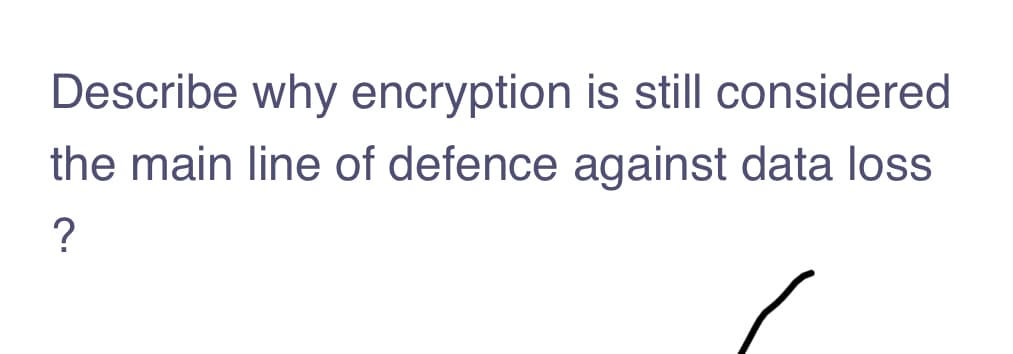 Describe why encryption is still considered
the main line of defence against data loss
?
