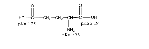 -CH2-CH2-CH-C-OH
pКa 2.19
HO-C-
pКa 4.25
NH2
pКa 9.76
