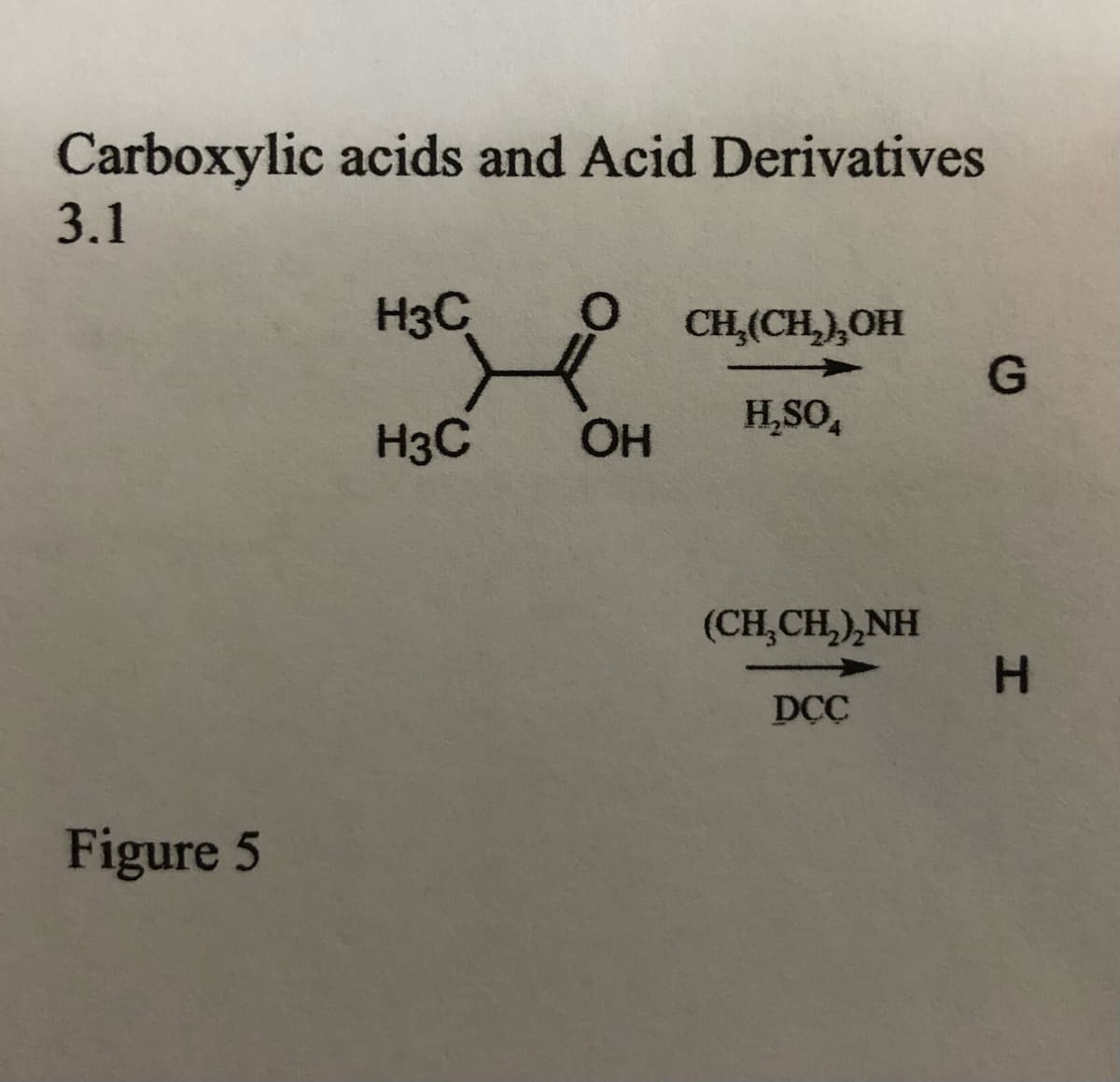Carboxylic acids and Acid Derivatives
3.1
H3C
CH,(CH,),OH
H,SO,
H3C
(CH,CH,),NH
H.
DCC
Figure 5
