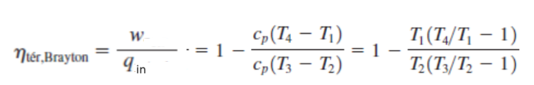 nter, Brayton
W
9.in
1-
Cp (T4-T₁)
Cp (T3-T₂)
= 1
T₁ (T₁/T₁-1)
T₂(T3/T₂ - 1)