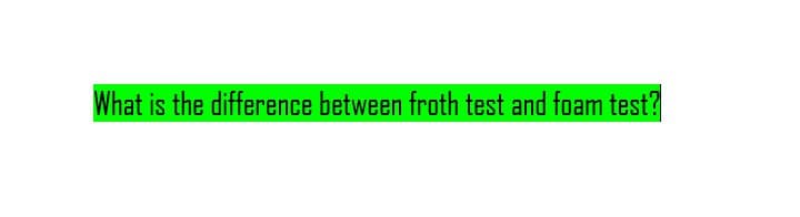 What is the difference between froth test and foam test?