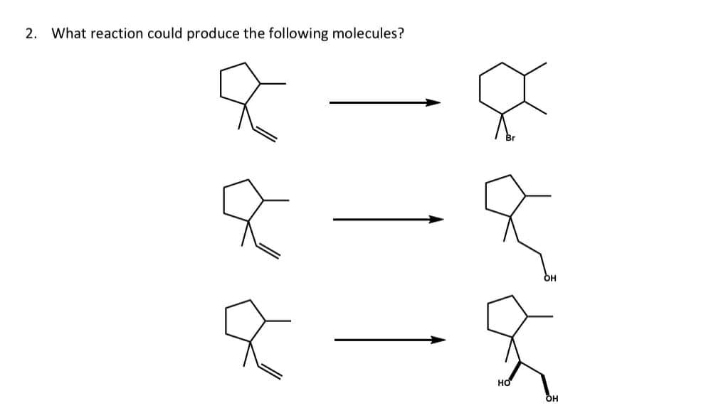 2. What reaction could produce the following molecules?
но
OH
