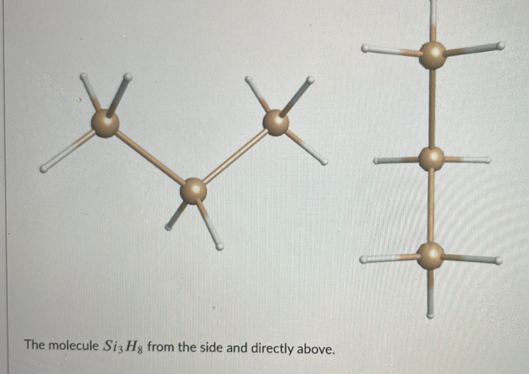 The molecule Siz Hg from the side and directly above.
