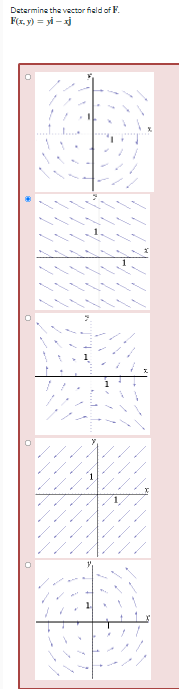 Datermine the vector field of F.
F(x. y) = yi - j
.. L.
1

