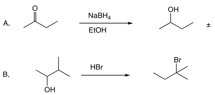 A.
NaBH4
EtOH
B.
Он
HBr
Он
Br
I+