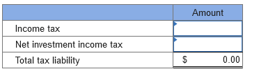 Amount
Income tax
Net investment income tax
Total tax liability
0.00
%24
