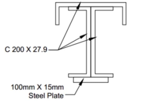 C 200 X 27.9-
100mm X 15mm
Steel Plate-