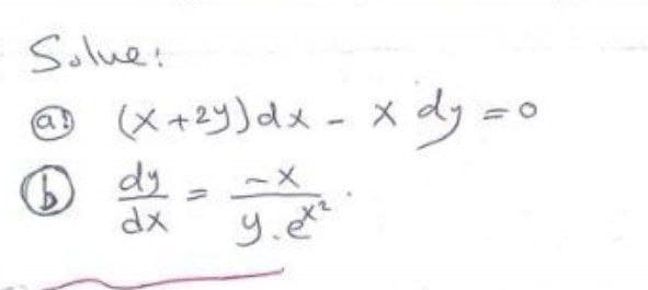 Solue:
O (x +2y)dx - x dy =0
O dy
ag
