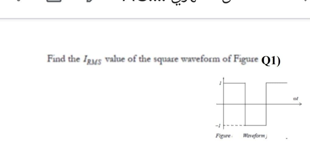 Find the Igms value of the square waveform of Figure Q1)
cof
Figure
Waveform
