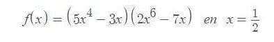 Ax) = (5x* - 3x)(2x° – 7x)
en x =
