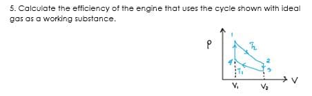 5. Calculate the efficiency of the engine that uses the cycle shown with ideal
gas as a working substance.
V.
