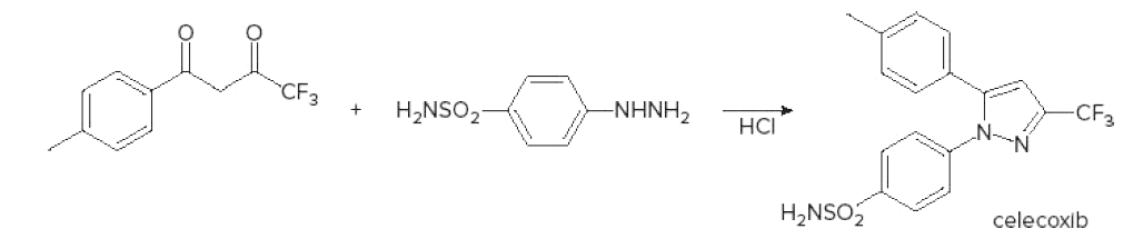 -CF3
CF3
H,NSO2-
-NHNH2
НСl
N-
H,NSO
celecoxib
