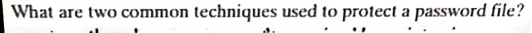 What are two common techniques used to protect a password file?