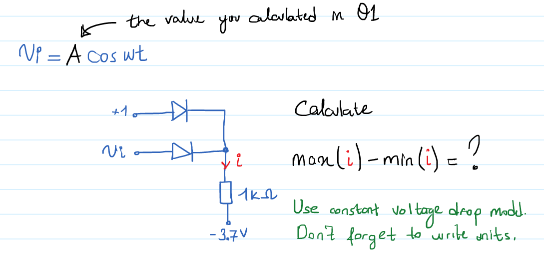 aloulated m O1
the value
you
Up = A cos wt
+1o
Calaulate
maarli)-min(i) =?
Use constant voltage drop
mad.
Don7 to write units.
.
- 3.7V
forget
