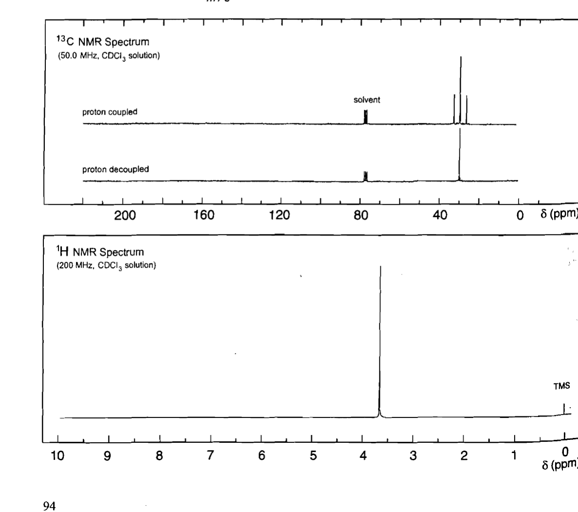 13C NMR Spectrum
(50.0 MHz, CDC13 solution)
proton coupled
proton decoupled
solvent
200
160
120
80
40
0
8 (ppm)
1H NMR Spectrum
(200 MHz, CDCl 3 solution)
10
9
8
7
6
5
сл
94
4
3
21
1
TMS
0
8 (ppm)